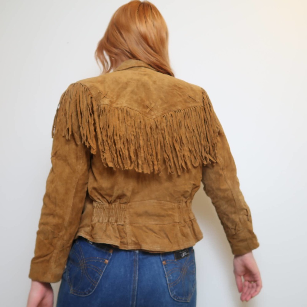 Wilsons Leather Tan Suede Fringe Jacket - Picture 4 of 8